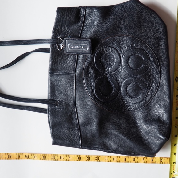 Authentic Navy Leather Coach Bag - Picture 4 of 9